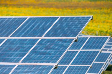 Solar power station with huge solar photovoltaic panels.