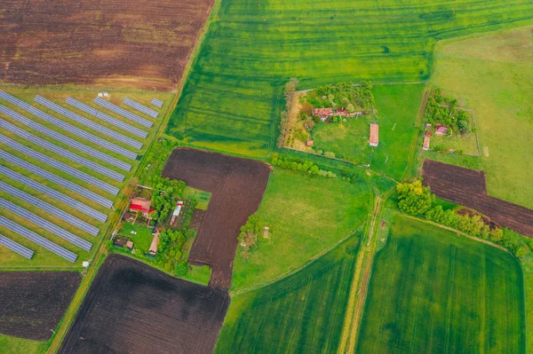 stock image solar panels drone view 