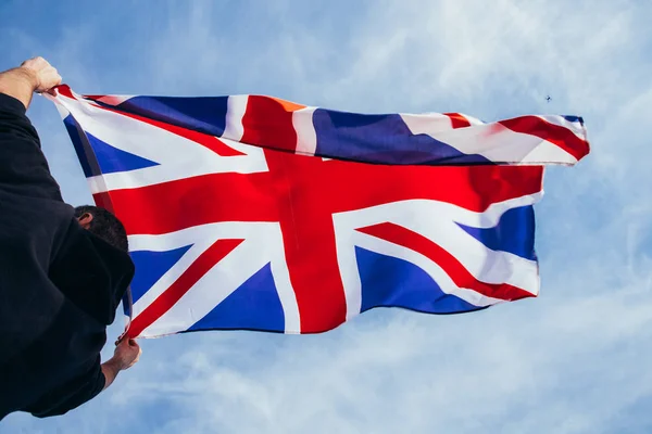 Die Britische Flagge Weht Wind — Stockfoto