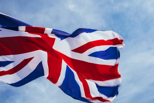 Bandera Del Reino Unido Soplada Viento —  Fotos de Stock