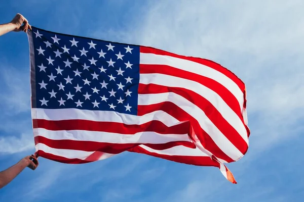 Usa Flagge Vom Wind Geweht — Stockfoto