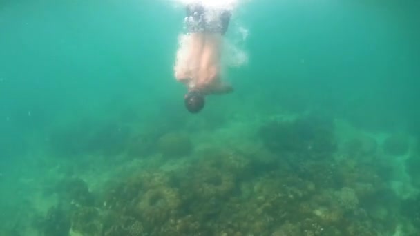 Schwimmer Genießen Sommerurlaub Unter Wasser — Stockvideo