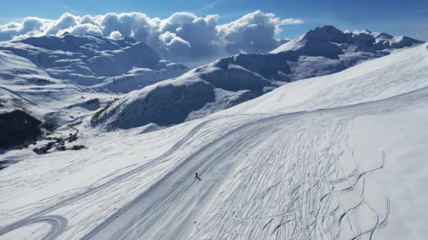 Declives Nevados Estância Esqui — Vídeo de Stock