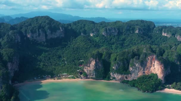 Krabi Spiaggia Ferroviaria Vista Drone Una Delle Spiagge Lusso Più — Video Stock