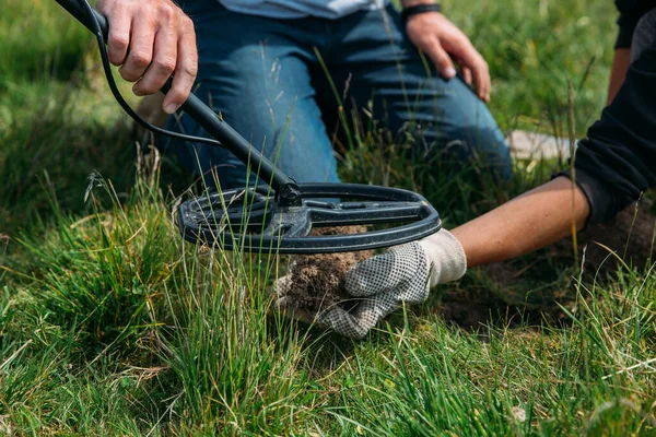 Metaal Detector Zoek Naar Schatten Grond — Stockfoto