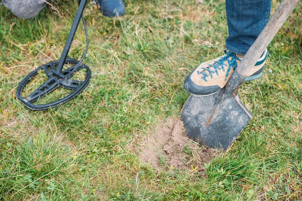 Metaal Detector Zoek Naar Schatten Grond — Stockfoto