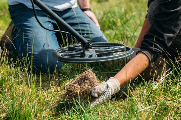 Metaal Detector Zoek Naar Schatten Grond — Stockfoto