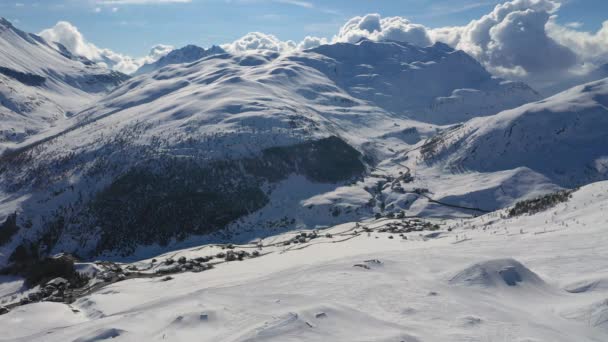 Drone View Mountain Ski Slopes — ストック動画