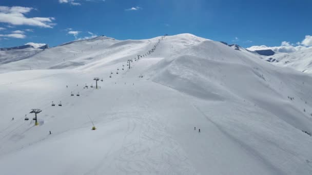 Drone View Mountain Ski Slopes — Stock Video