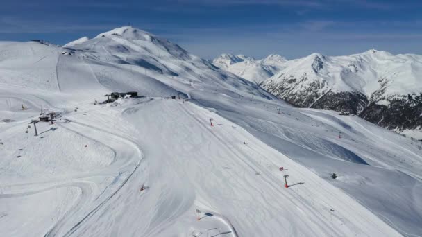 Drone View Mountain Ski Slopes — ストック動画