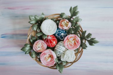 Süslü güzel Paskalya arkaplanı. Bahar ve Paskalya temalı resim. 