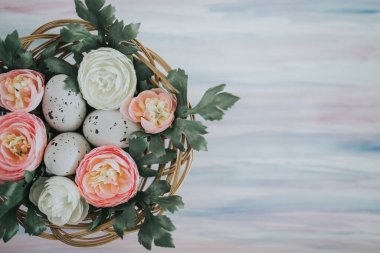 Süslü güzel Paskalya arkaplanı. Bahar ve Paskalya temalı resim. 