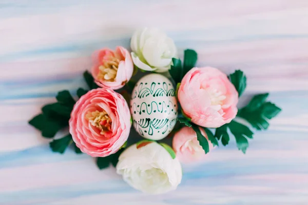 Hermoso Fondo Pascua Con Decoraciones Imagen Temática Primavera Pascua —  Fotos de Stock