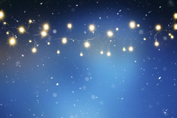 Piękne Tło Christmas Light Girlanda Miejsca Kopiowania Koncepcja Urlopu — Zdjęcie stockowe