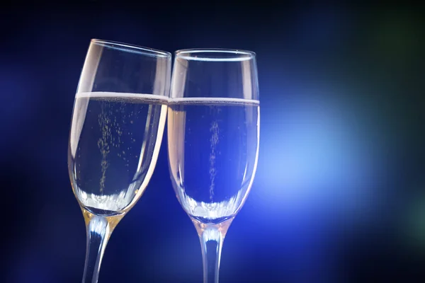 Concept Réveillon Nouvel Avec Bokeh Feux Artifice Verres Champagne — Photo