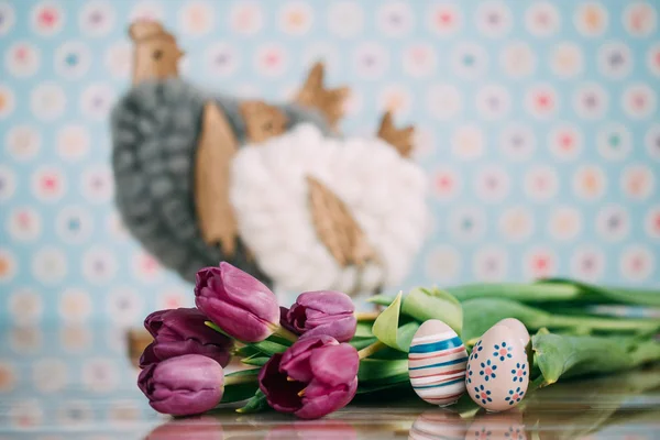 Fundo Páscoa Bonita Com Decorações Imagem Temática Primavera Páscoa — Fotografia de Stock