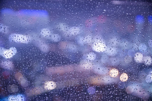 Abstrakcyjny Obraz Kropel Deszczu Oknie Widokiem Miasto Tle — Zdjęcie stockowe