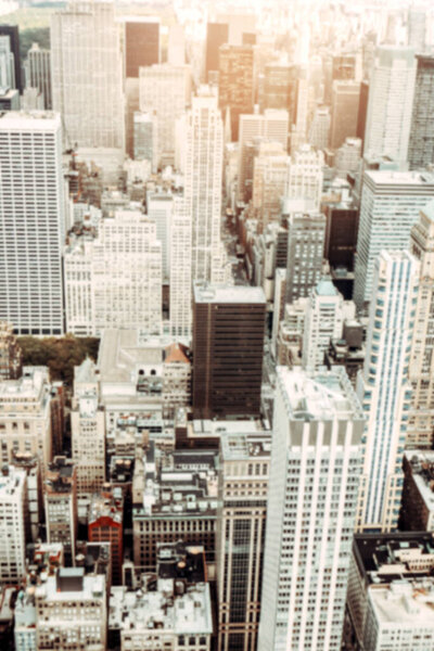 Banner of blurred skyscrapers seen from above. Creative design background.