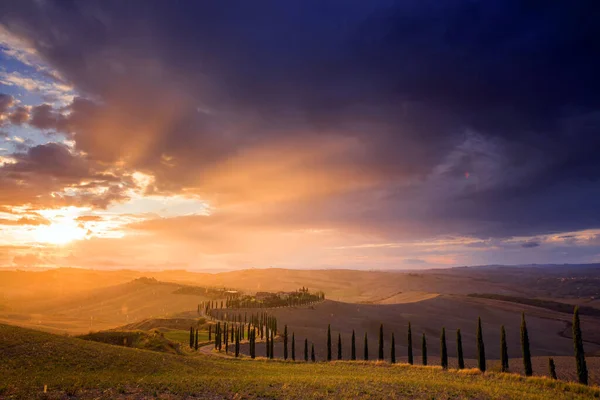 Prachtig Toscaans Huis Landschap Herfst — Stockfoto