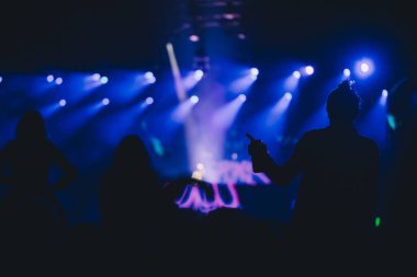 Sahne ışıkları ve bir müzik festivalinde elleri havada seyirci kalabalığı. Taraftarlar parti havasını seviyor.