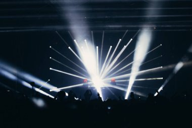 Sahne ışıkları ve bir müzik festivalinde elleri havada seyirci kalabalığı. Taraftarlar parti havasını seviyor.