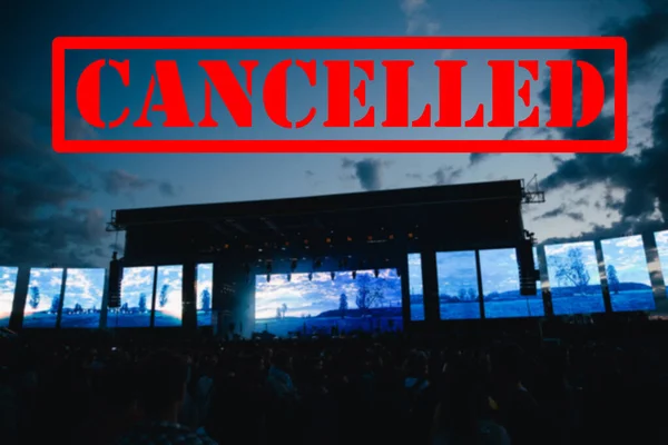 Cancelled Events Music Festivals Background Avoid Covid Coronavirus Outbreak Concept — Φωτογραφία Αρχείου