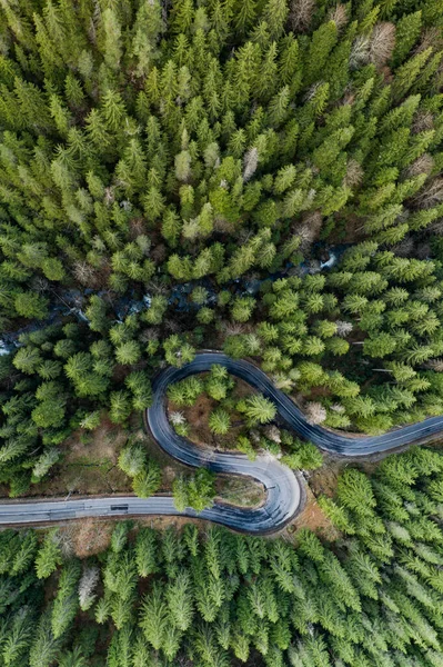 Escénica Carretera Curvada Vista Desde Dron Otoño — Foto de Stock