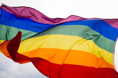 LGBT gay bayrağı rüzgarda dalgalanıyor