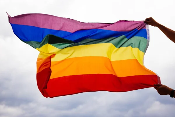 Lgbt Gay Bandera Soplado Viento — Foto de Stock