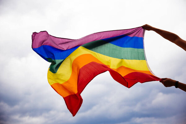 LGBT gay flag blown in the wind