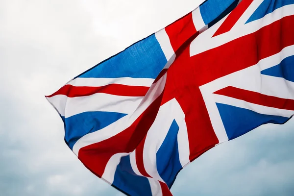 Britische Flagge Wind Gegen Den Himmel — Stockfoto