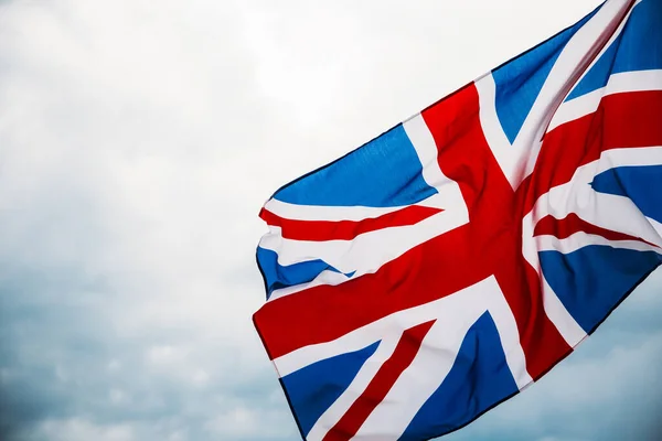 Britische Flagge Wind Gegen Den Himmel — Stockfoto