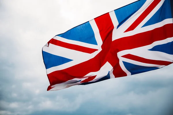 Britische Flagge Wind Gegen Den Himmel — Stockfoto