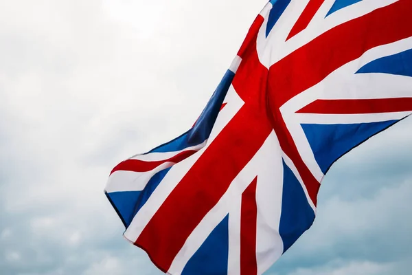 Britische Flagge Wind Gegen Den Himmel — Stockfoto