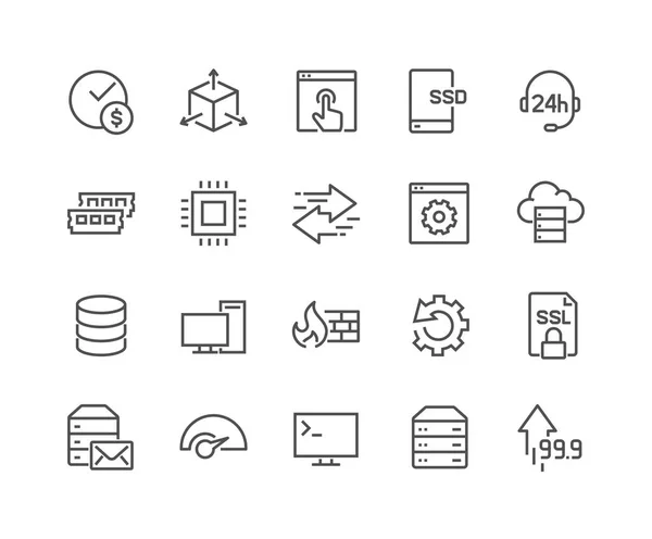 Iconos de alojamiento de línea — Vector de stock