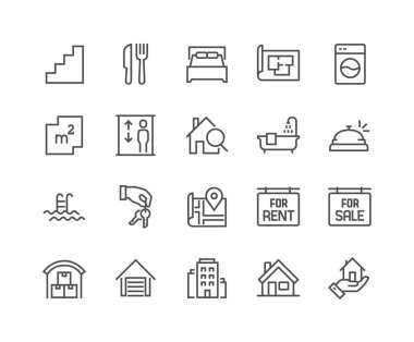 Line Real Estate Icons clipart