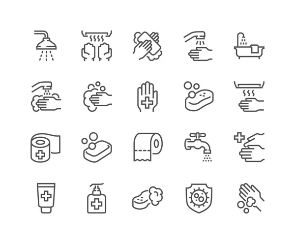 Iconos de higiene de línea — Vector de stock