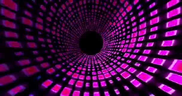 Terowongan Dance Floor Dengan Grid Berwarna Animation Uhd — Stok Video