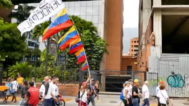 Protest Wolność Wenezueli Przeciwko Komunizmowi Przeciwko Socjalizmowi Caracas Wenezuela Około — Wideo stockowe