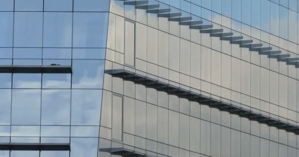 Time Lapse Clouds Reflexion Windows Skyscraper — Stock Video