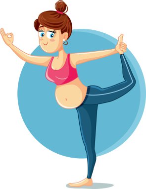 Yoga hamile kız poz vektör çizgi film