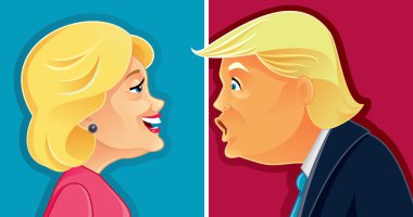 Hillary Clinton Donald Trump karikatür karşı