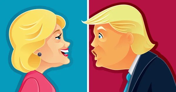 Hillary Clinton versus Donald Trump karikatuur — Stockvector