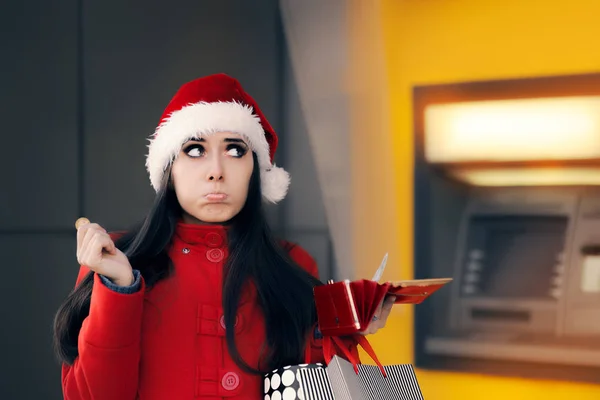 Grappige kerst vrouw met een munt — Stockfoto