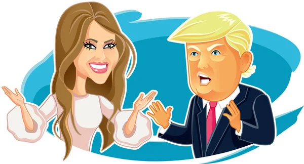 28 de novembro, Melania e Donald Trump Caricatura —  Vetores de Stock