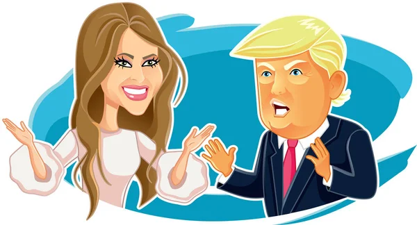 28 листопада Melania і Дональд Трамп карикатура — стоковий вектор