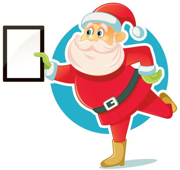 Santa Claus Holding PC Tablet Vector Ilustración — Vector de stock