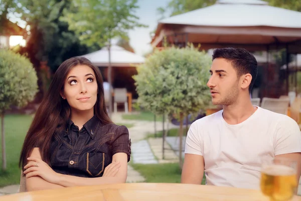 Couple Arguing on a Date at a Restaurant — Stock Photo, Image