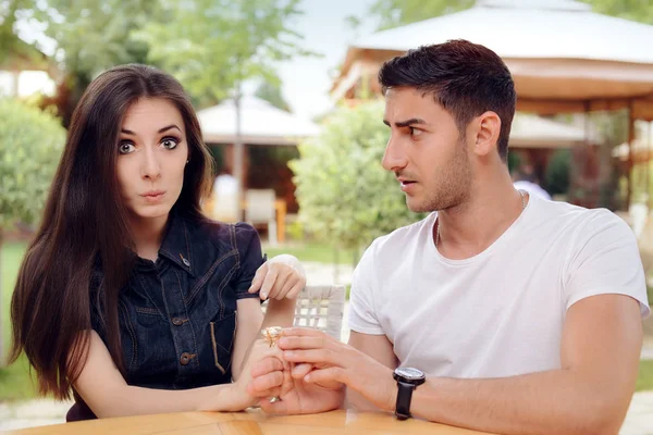 Surprised Woman Receiving Engagement Ring from Man — Stock Photo, Image