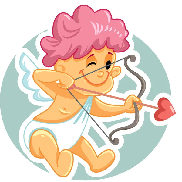 Cupido carino con arco e freccia vettoriale illustrazione del fumetto — Vettoriale Stock
